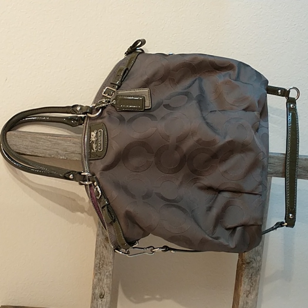 Coach Madison Optic Art Lindsey Flint Grey Satchel